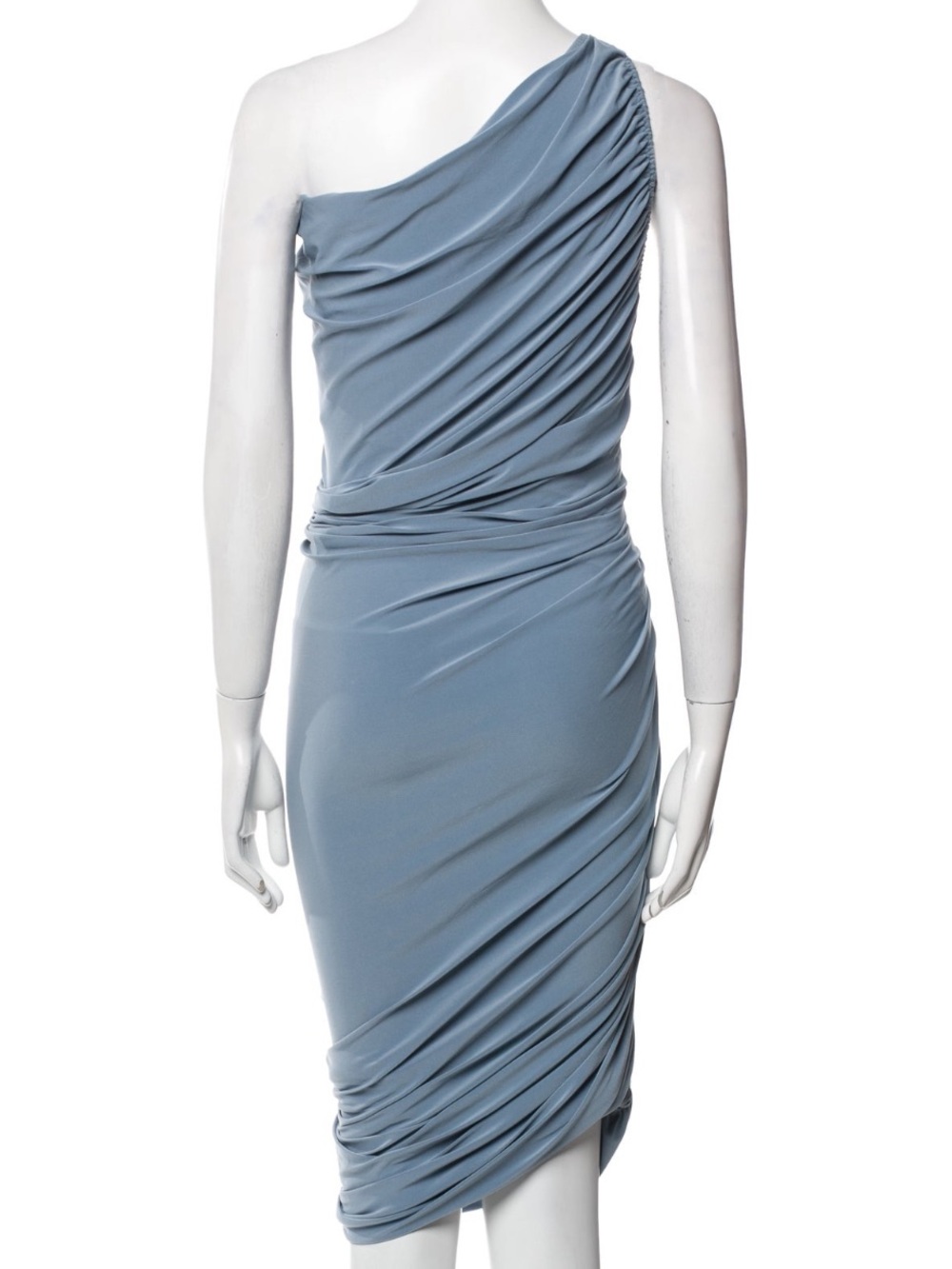 Norma Kamali Diana One Shoulder Dress, $250 Retail, Soft Blue, Size XS - Picture 5 of 9